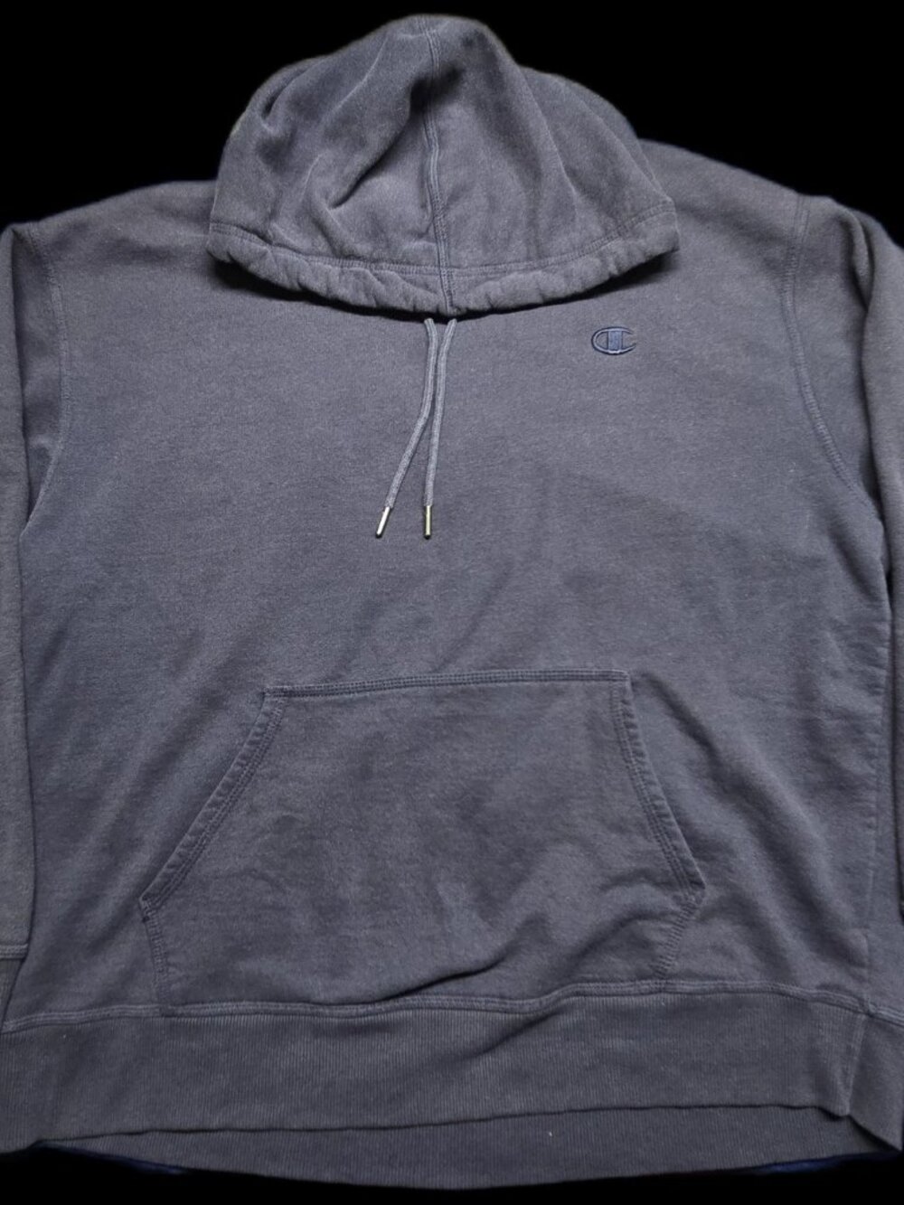 Champion Authentic Hoodie XL Navy Embroidered Script Logo Sweatshirt Mens